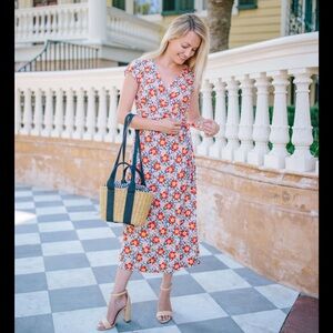 J. Crew Colorful Floral Midi Wrap Dress Size Small